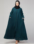 Dubai Long-Sleeved Abaya with Flared Hem for a Sophisticated Look In Color Teal Blue