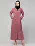 Muslim Abaya with coat collar and self-fabric buttons In the Shade of Mauve Pink