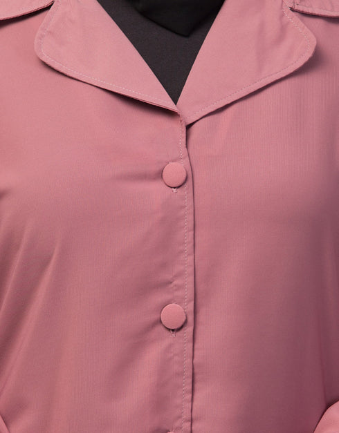 Muslim Abaya with coat collar and self-fabric buttons In the Shade of Mauve Pink