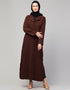 Islamic Abaya with coat collar and buttoned In the Color Brown