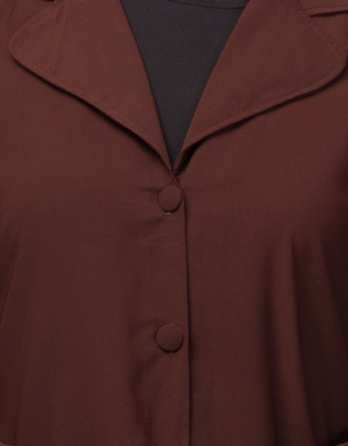 Islamic Abaya with coat collar and buttoned In the Color Brown