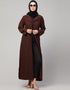 Islamic Abaya with coat collar and buttoned In the Color Brown