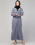 Arabic Abaya with self-fabric buttons and coat collar In the Shade Of Sky Blue