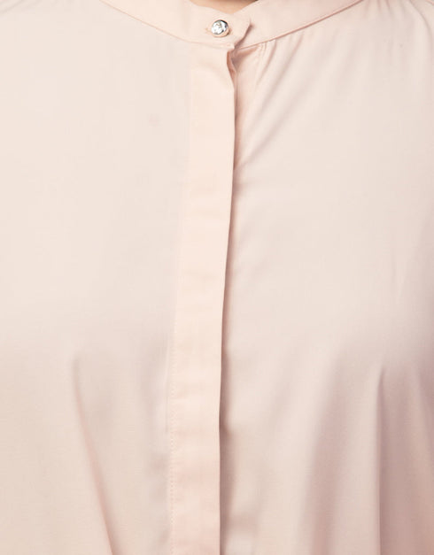 Trendy Basic abaya with front opening and hidden placket in the Shade Skin