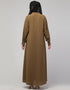 Modern Daily wear abaya with front opening and hidden placket in Color Gold