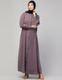 Muslim Abaya with a simple design and front opening In the Shade of Lt Purple