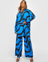 Designer Party Wear Readymade Co-Ords Set Blue Korean Bsy Pant Shirt Front View