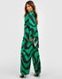 Designer Party Wear Readymade Co-Ords Set Green Korean Bsy Pant Shirt Close-up View