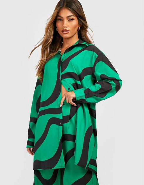 Designer Party Wear Readymade Co-Ords Set Green Korean Bsy Pant Shirt Side View