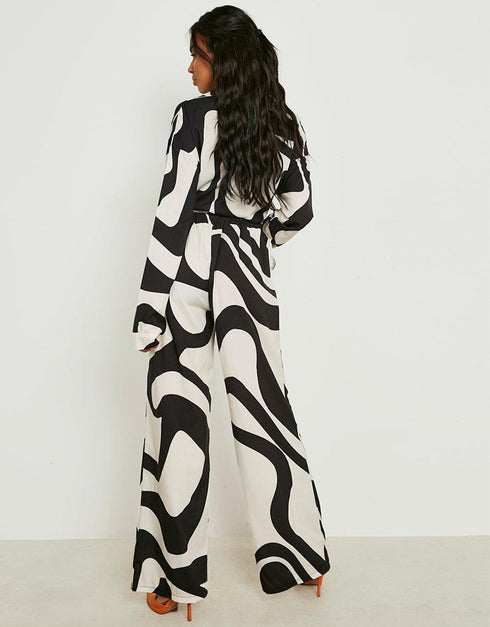 Designer Party Wear Readymade Co-Ords Set White Korean Bsy Pant Shirt Close-up View