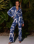 Designer Party Wear Readymade Co-Ords Set Blue Korean Bsy Pant Shirt Front View