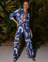 Designer Party Wear Readymade Co-Ords Set Blue Korean Bsy Pant Shirt Back View