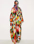Multi Color Soft Satin Silk Maxi Dress