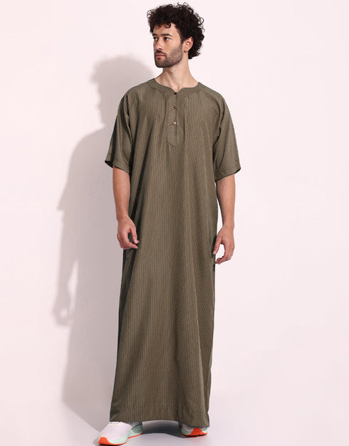 Roman Coffee Thobe Persian Cotton Blend Digital Printed Work