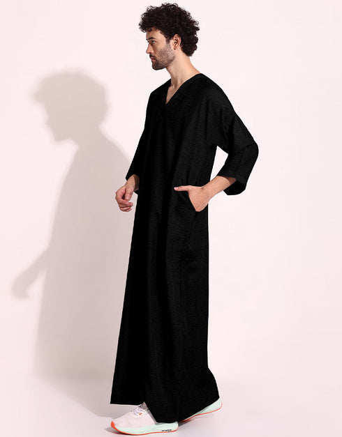 Black Thobes Spun Cotton Digital Printed Work