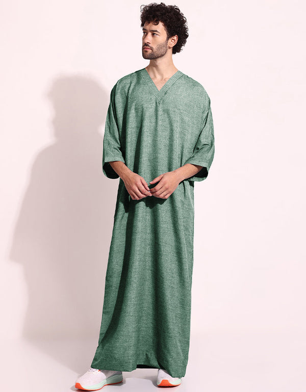 Green Thobes Spun Cotton Digital Printed Work