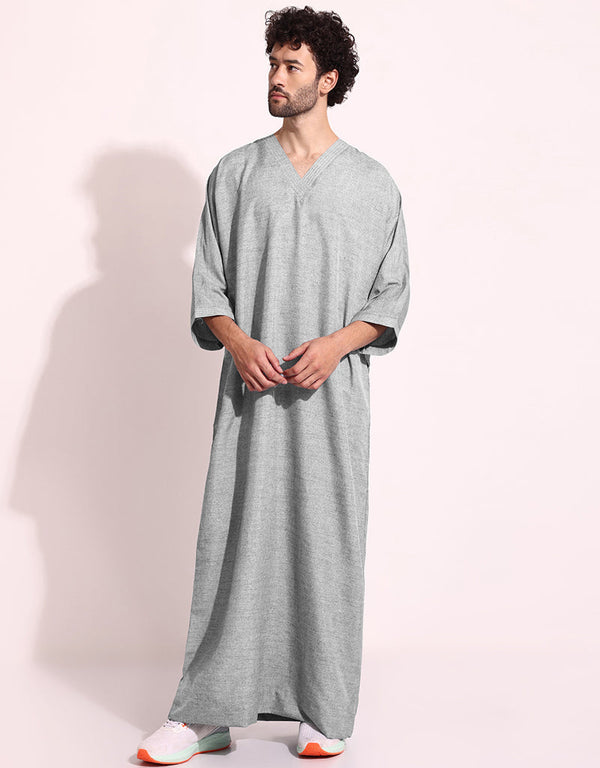 Grey Thobes Spun Cotton Digital Printed Work
