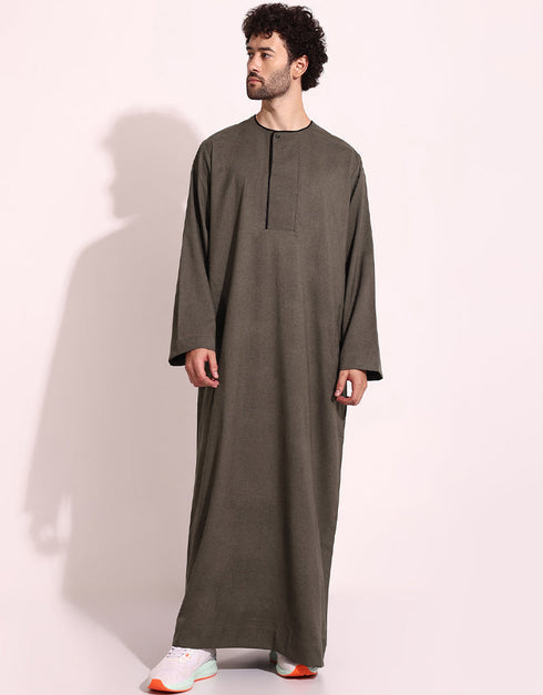 Brown Thobes Twill Digital Printed Work