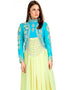 Islamic Blue and Yellow Georgette Hand StoneEmbroidery Moroccan Kaftan