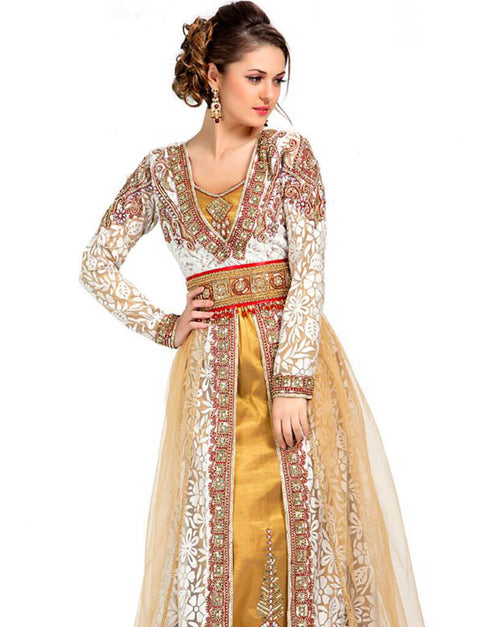 Arabic Contemporary Unique Beige Wedding Exclusive Moroccan Kaftans