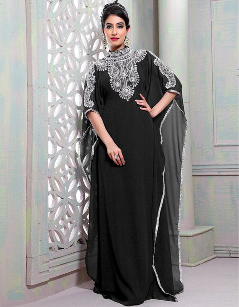 Muslimah Blue Net Hand Silver Embroidery Farasha