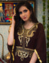 Chic Brown Georgette Hand Golden Embroidery Farasha