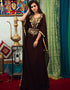 Chic Brown Georgette Hand Golden Embroidery Farasha
