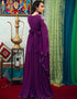 Trendy Purple Color Georgette Hand Silver Embroidery Moroccan