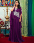 Trendy Purple Color Georgette Hand Silver Embroidery Moroccan