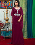 Chic Violet Georgette Hand Silver Embroidery Kaftan