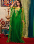 Islamic Green Silk Hand golden Stone Embroidery Kaftan