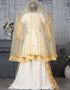 Arabic Off White and Brige Georgette Handmade Golden with Stone Embroidery Takchita