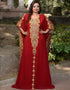Modern Maroon Georgette Hand Golden Color Stones Embroidery Farasha