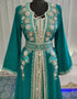 Arabic Sea Green Georgette Hand Multi Embroidery Front Open Style Kaftan