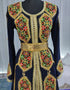 Women Dark Blue Georgette Hand Golden Embroidery Moroccan Style Kaftan
