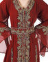 Women Maroon Georgette Pearl Embroidery Kaftan