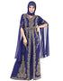 Islamic Navy Blue Georgette Pearl Embroidery Kaftan