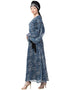 Arabic animal printed bell sleeve Casual Abaya Navy Blue