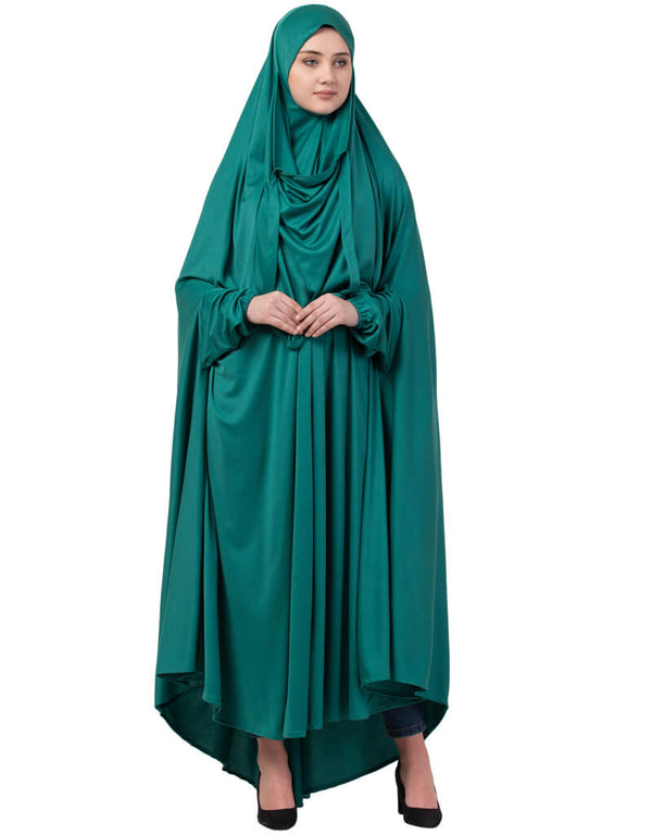 Modern Extra Nose Piece Head To Toe Free Size Jilbab Green