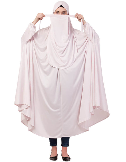 Modest Extra Nose Piece Head To Toe Free Size Jilbab Light Pink