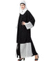 Arabic Bottom and Sleeve embroidered fabric with extra Jacket at front Abaya Black