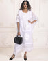 Trendy Pure White Formal Farasha Style Kaftan
