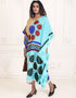 Muslim Coral Blue Casual Farasha Style Kaftan