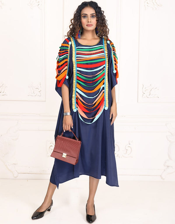 Arabic Nile Blue Color Georette Farasha Kaftan