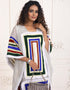 Women White Color Multi Printed Farasha Kaftan