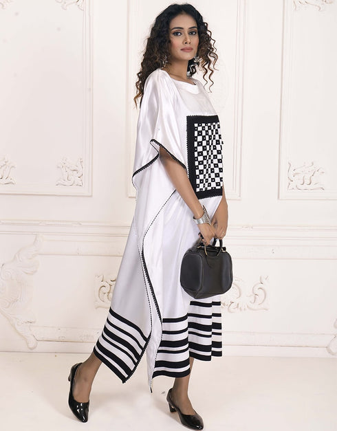 Dubai Smoky White Handmade Farasha Kaftan