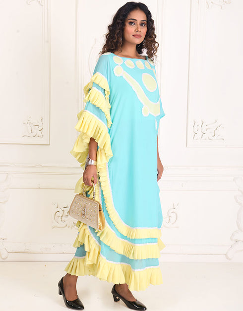 Muslimah Blizzard Blue Maxi Style Summer Wear kaftan