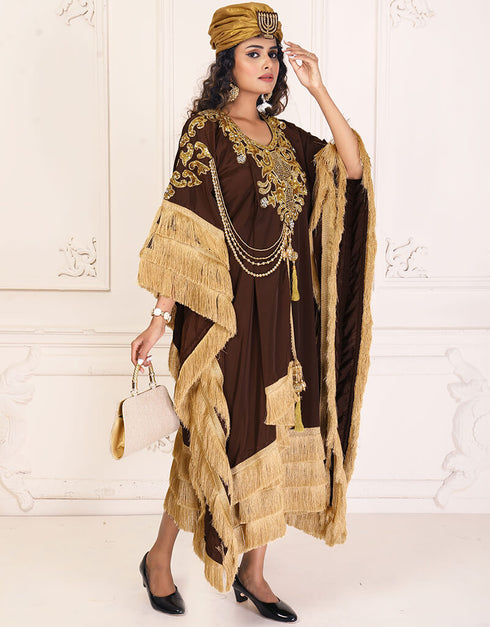 Trendy Crater Brown Designer Georgette Free Size Beach wear Kaftan