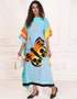 Modern Blue Angle Color Digital Printed Free Size Kaftan