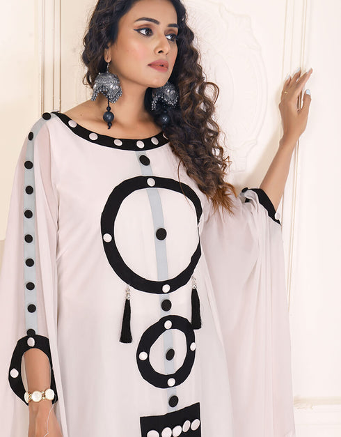 Muslim White resort Beach Wear Farasha Style Kaftan